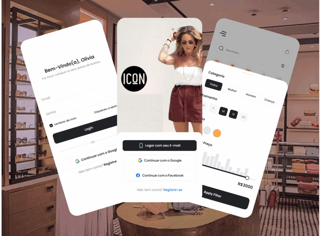 Imagem Projeto do aplicativo ICON feito por Augusto Alexandre UX UI PRODUCT DESIGNER